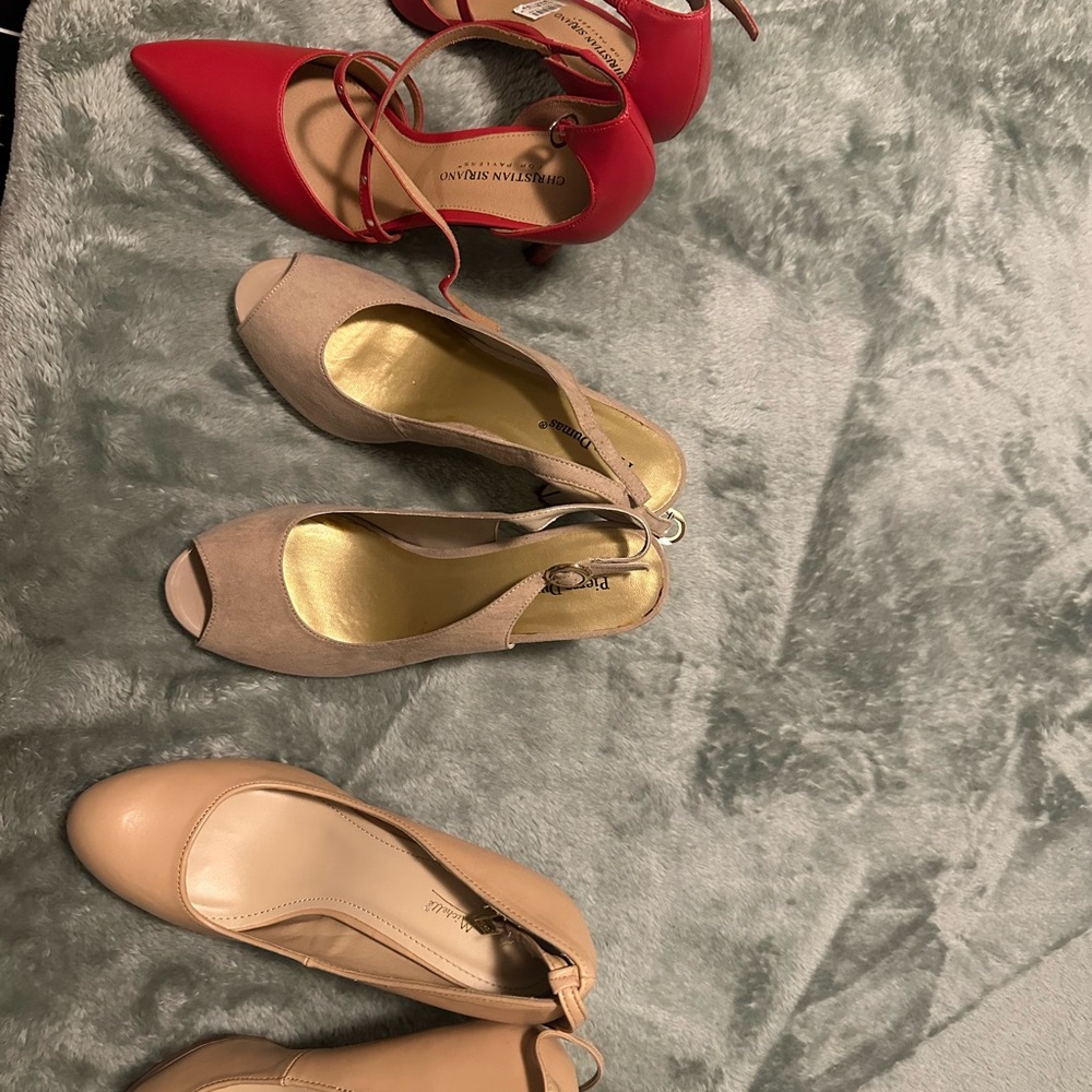 Bright Red High Heels with Pointed Toe and Thin Straps - Picture 2 of 10